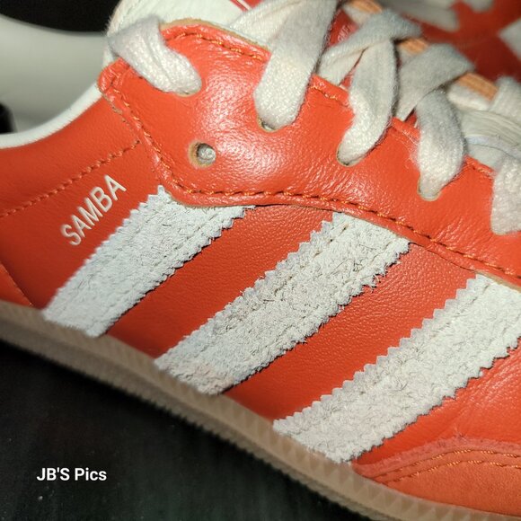 Adidas Samba Women's OG Originals Collegiate Orange & Cream White Gum Sole Shoes - Picture 12 of 16
